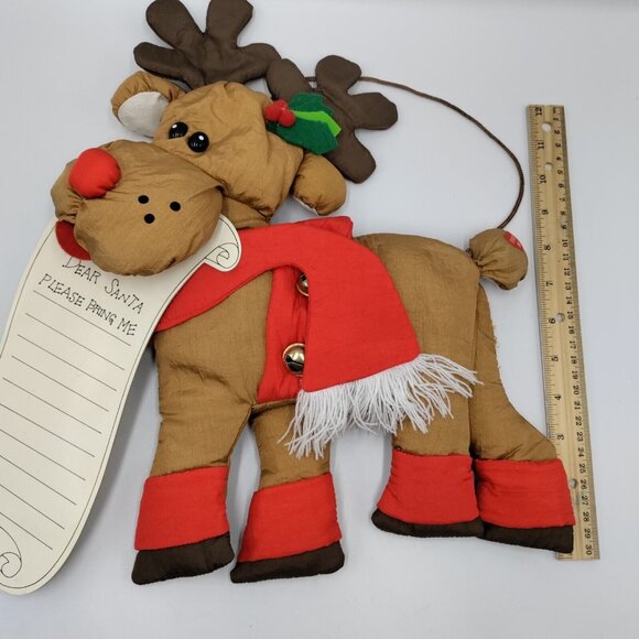 Lot of Vintage Christmas Decor Puffy Nylon Parachute Material - Santa & Reindeer - Picture 8 of 14